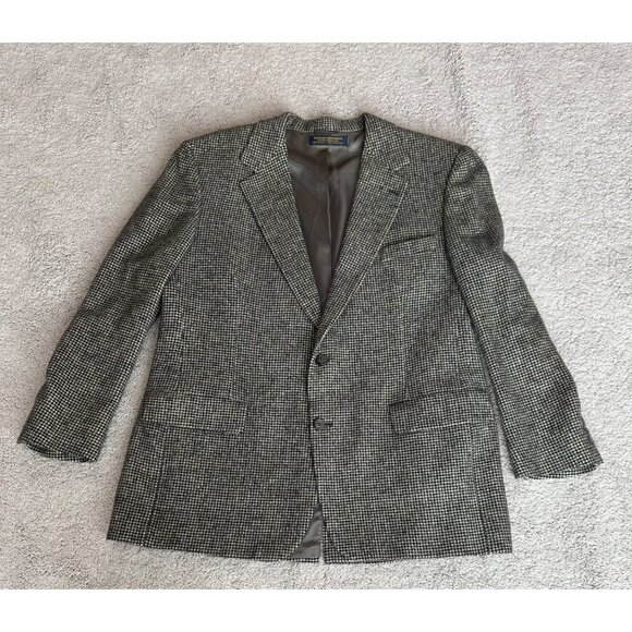 Brooks Brothers Mens Camel Hair Tweed Blazer Sport Coat Size 44 /XL? Houndstooth - Picture 13 of 16